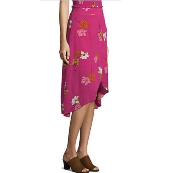 2/$30 a.n.a Pink Floral Print High Waisted Flowy Lightweight Midi Skirt 10 - Picture 4 of 13